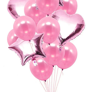 Heart n Star Shaped Pink Balloons